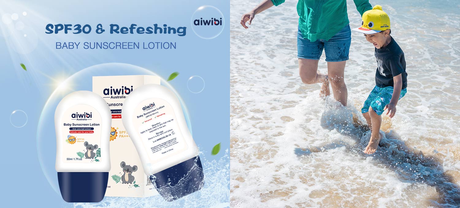 SPF 30 Baby Sunscreen Lotion with Natural Aloe Vera Leaf Extract