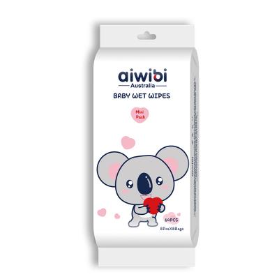 Portable Mini Baby Wet Wipe Pack 64Pcs (8Pcs, 8 Bags)