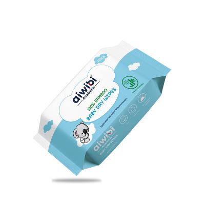 100% Premium Bamboo Fiber Biodegradable Dry Baby Wipes 75 Pcs